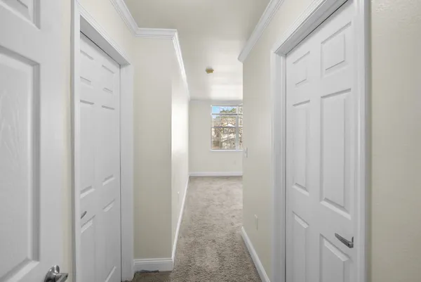 a view of a room with racks on the wall