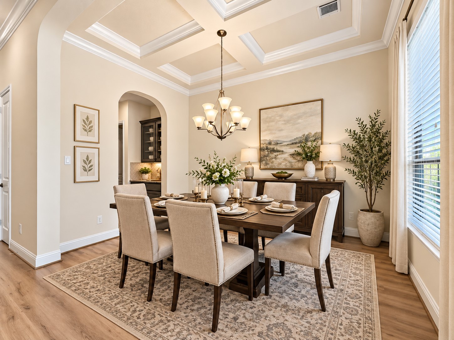20306 Windsor Field Spring, TX 77379 - Photo 3 of 37 Virtually staged formal dining room with beautiful tray ceilings. Furniture, décor, curtains, and curtain rods shown are virtual representations only and are not included with the property.