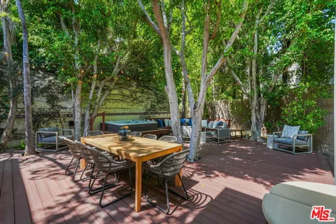 a building outdoor space with patio furniture