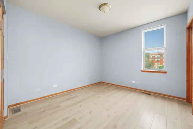 an empty room with a workbench