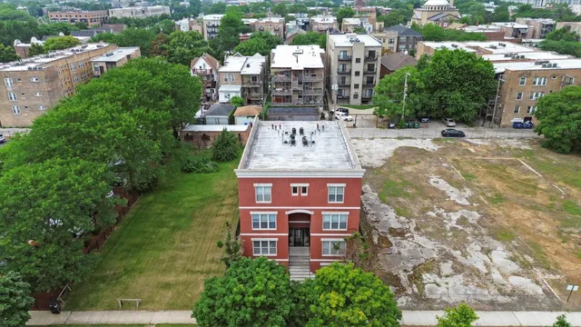 an aerial view of a building