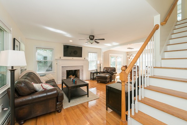 39 R Kimball Road Amesbury, MA 01913 - Photo 7 of 28 a living room with furniture a fireplace and a flat screen tv