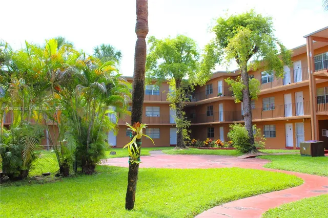 a front view of a multi story building