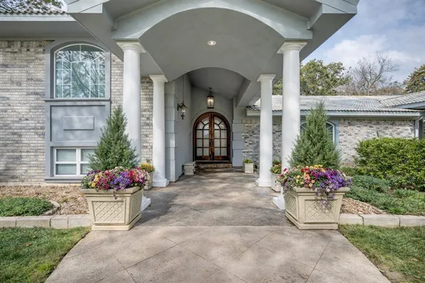 a building view with a garden space