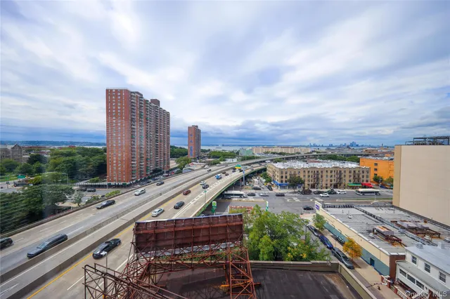 a view of a city with tall buildings