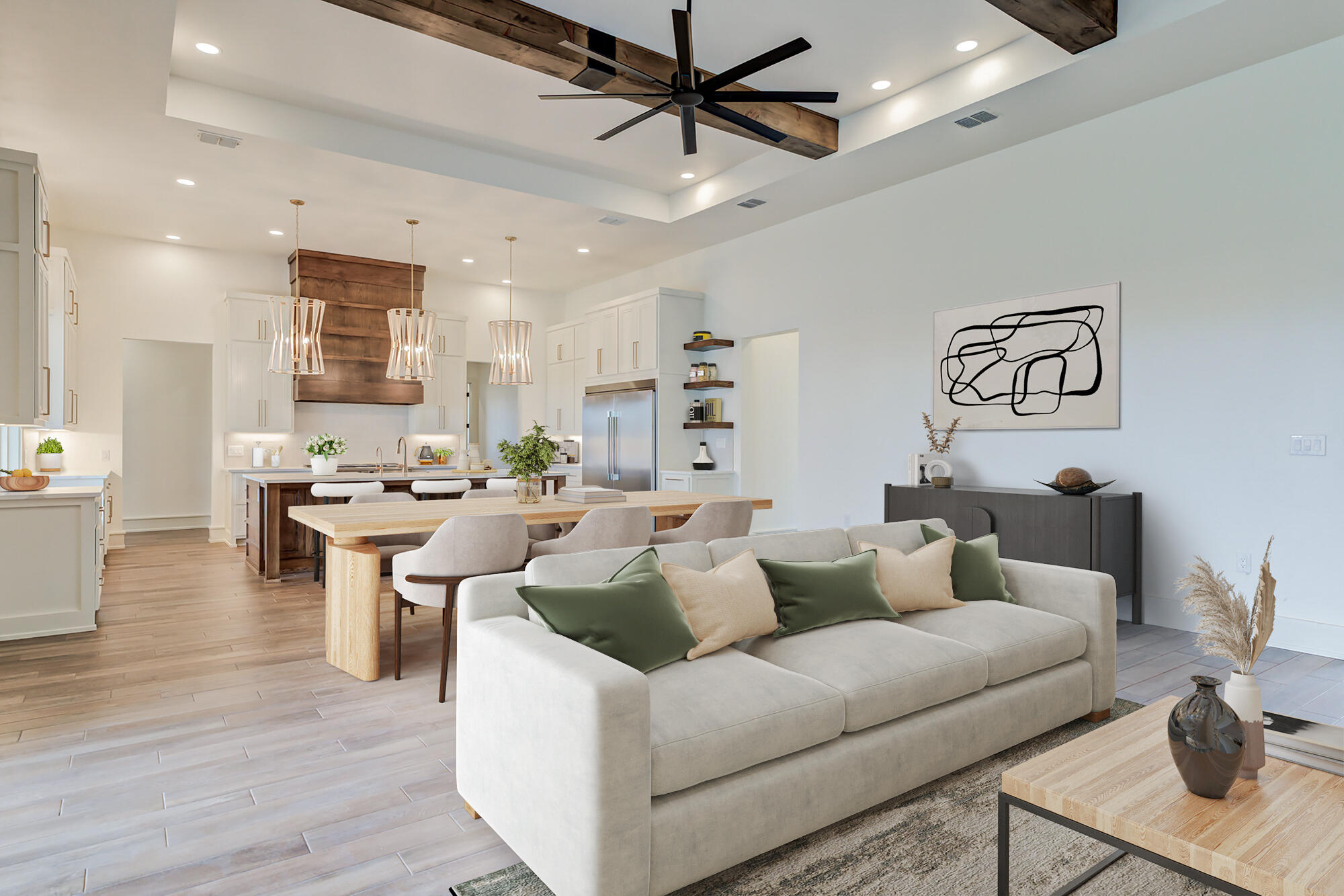 7710 46th Street Lubbock, TX 79407 - Photo 2 of 79 a living room with furniture kitchen view and a chandelier