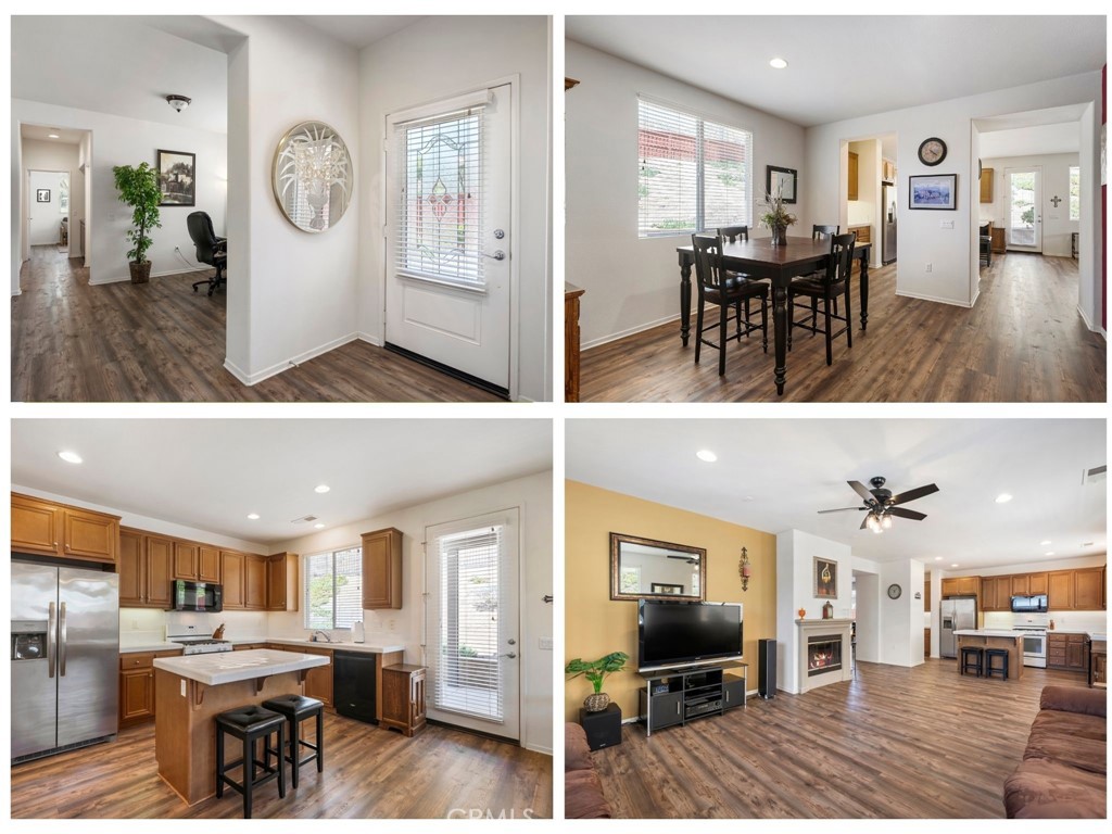 a view of a living room and dining room