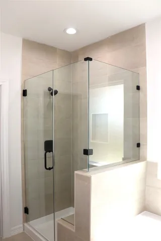 a bathroom with a shower