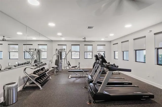 a view of a room with gym equipment