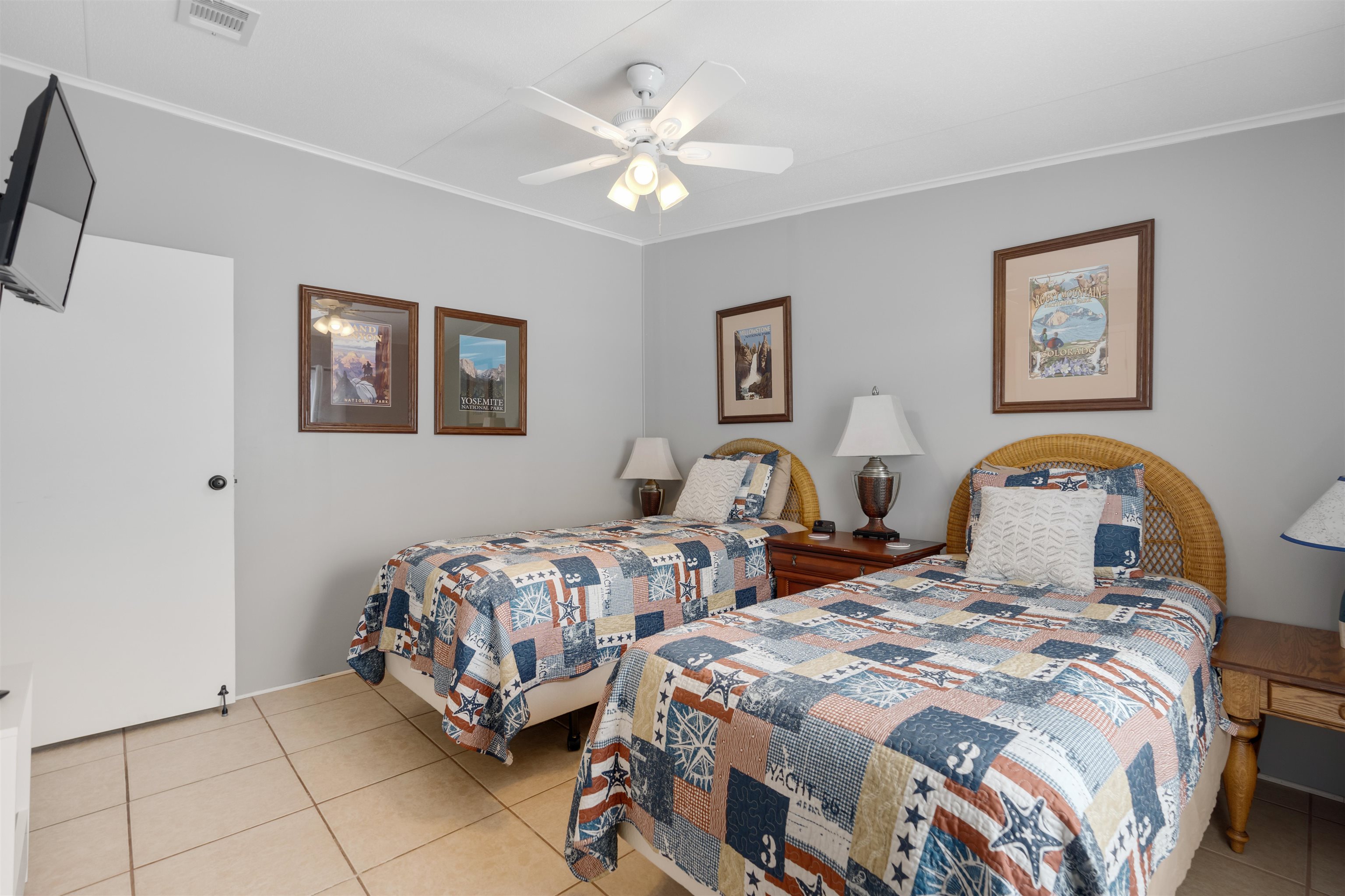 231 Ventura Road St. Augustine, FL 32080 - Photo 30 of 47 a bedroom with two beds and a chandelier