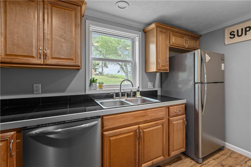 231 Hannahstown Road Cabot, PA 16023 - Photo 10 of 25 a kitchen with a refrigerator and a sink