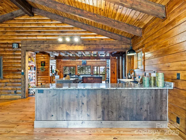 a room with lots of wooden furniture