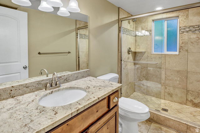 1320 Canyon Park Road Bountiful, UT 84010 - Photo 16 of 28 Full bath featuring a stall shower and vanity
