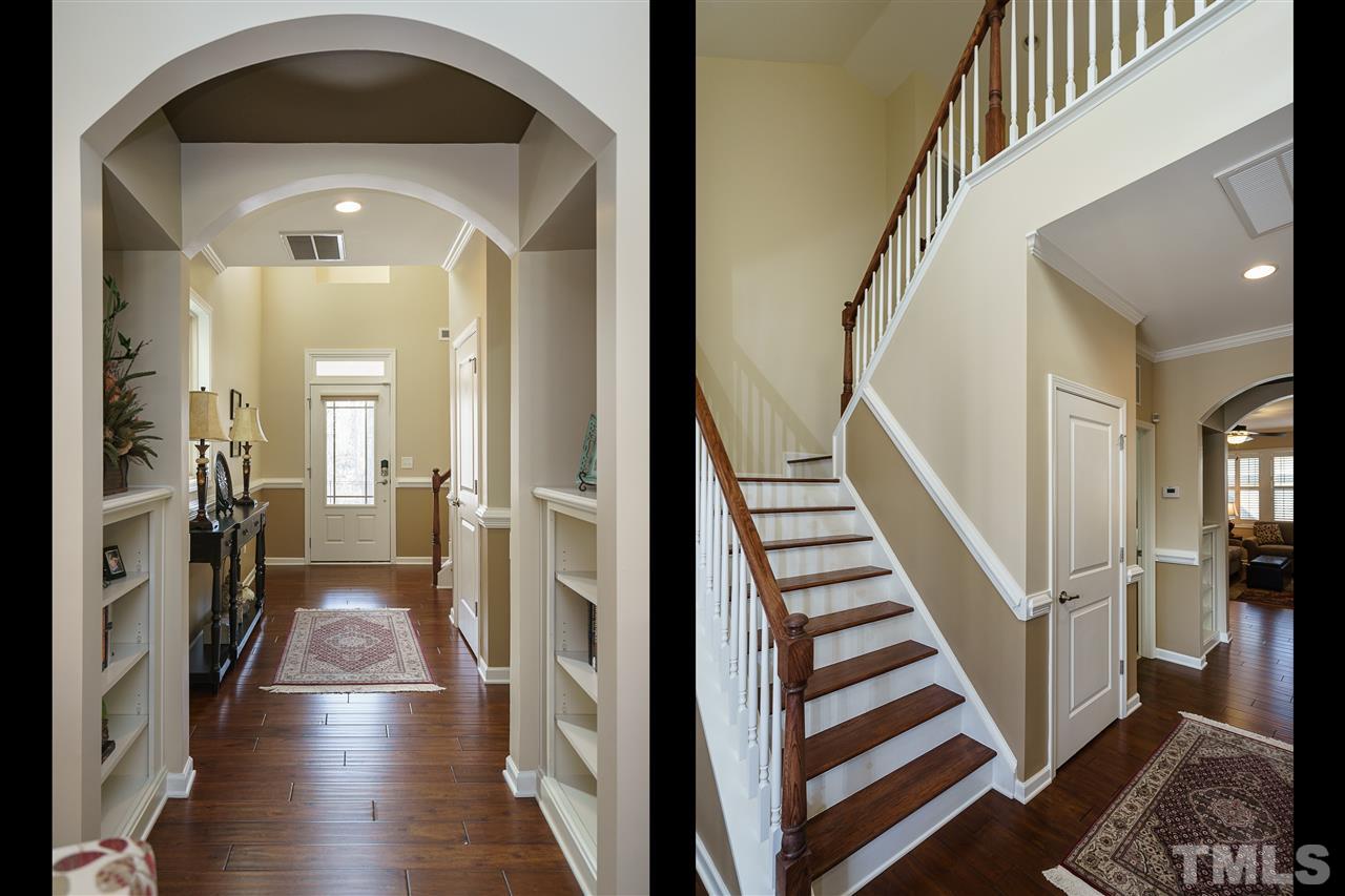 1533 Fullerton Place Raleigh, NC 27607 - Photo 2 of 25 WELCOME HOME! OPEN FOYER GREETS YOU WITH HARDWOODS THROUGHOUT AND OAK TREADS ON THE STAIRCASE TO UPSTAIRS!