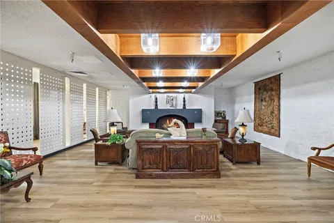 a view of a backyard with a garden and staircase