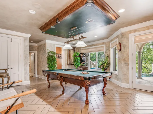 a room with furniture and screen