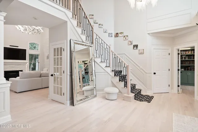 a workspace with a bookshelf