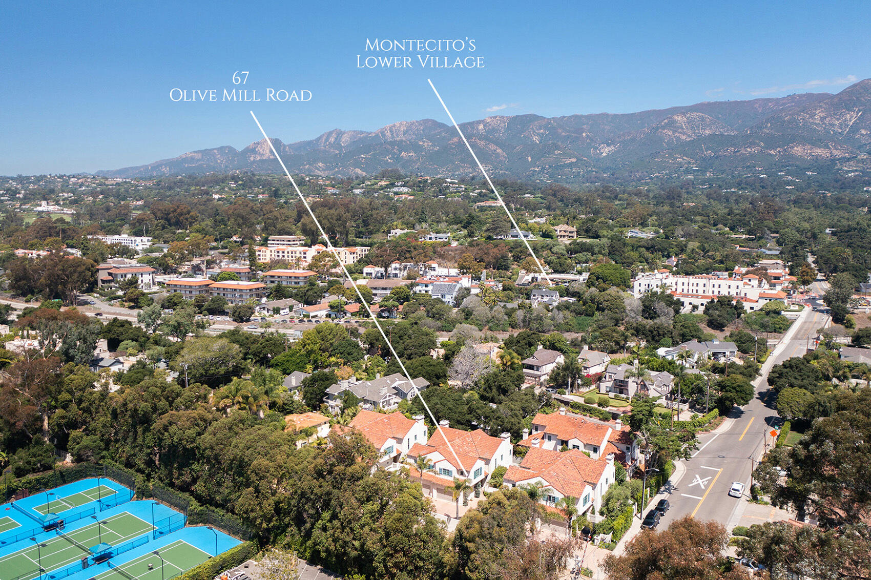 67 Olive Mill Road Santa Barbara, CA 93108 - Photo 31 of 33 Aerial view toward mountains labeled