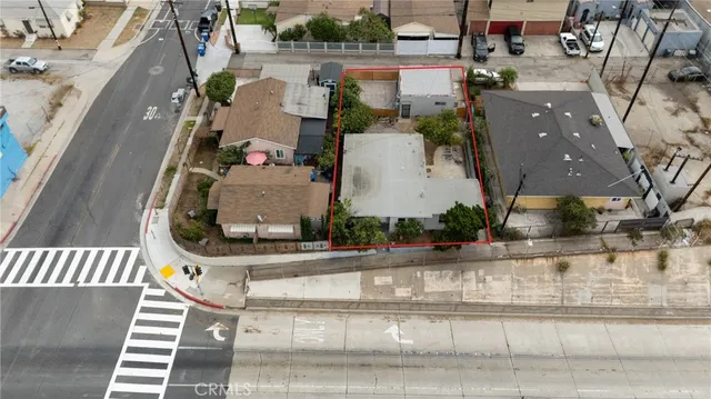 an aerial view of a house