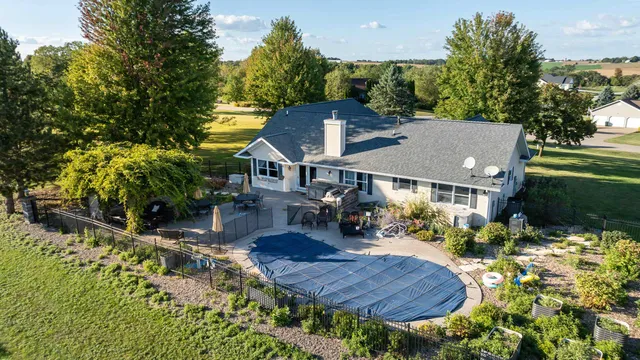 view of swimming pool from a balcony