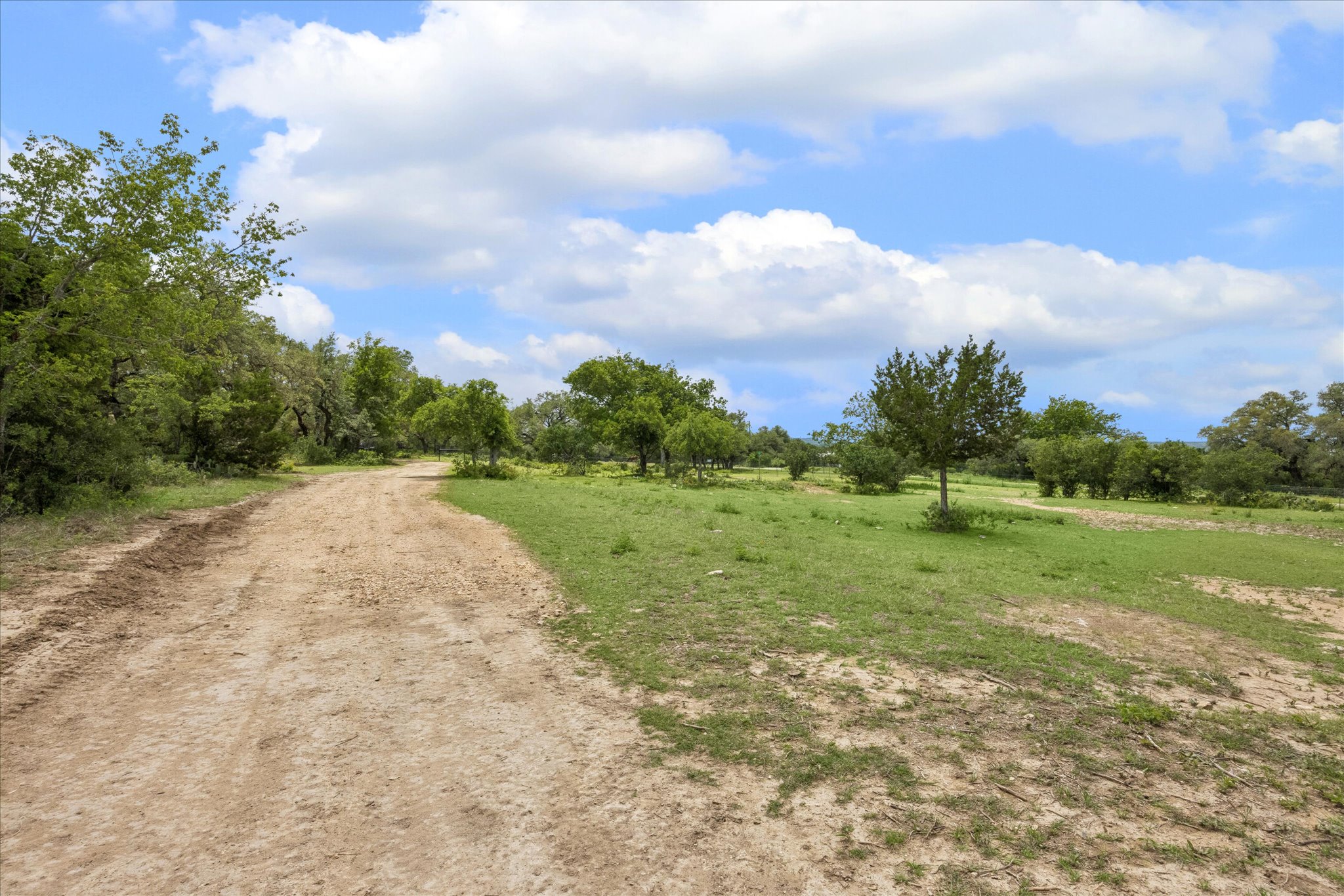6411 West Fitzhugh Road Dripping Springs, TX 78620 - Photo 29 of 34 Expansive open land featuring a natural dirt path, scattered mature trees, and areas of green ground cover