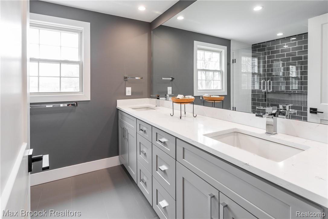 4705 Quarton Road Bloomfield Hills, MI 48301 - Photo 32 of 43 Quarton 2nd Full Bath Quartz Double Sink Vanity