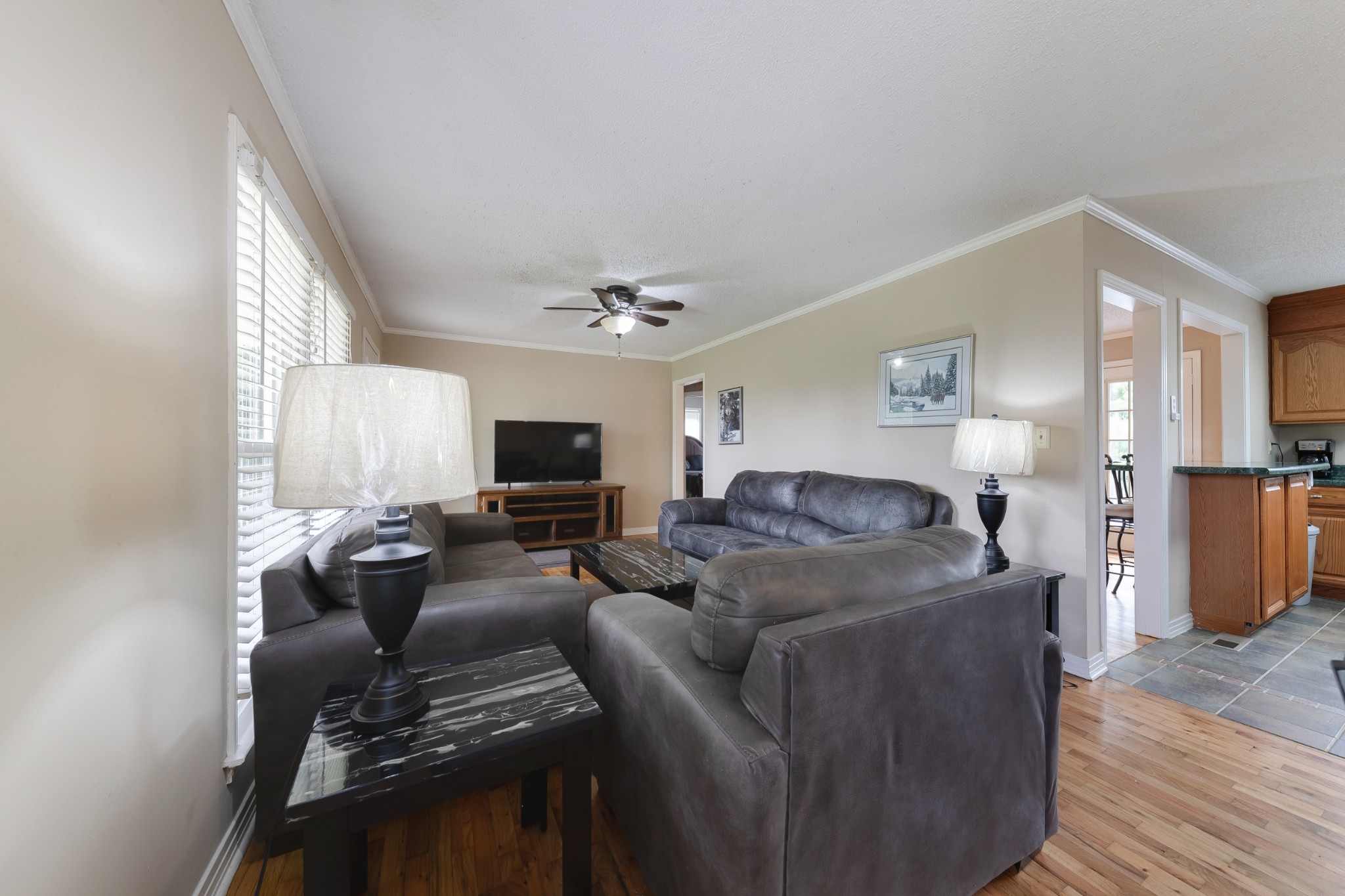 1265 Iron Bridge Road Columbia, TN 38401 - Photo 9 of 34 a living room with furniture a large window and a flat screen tv