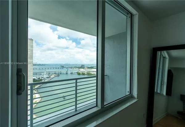 a view of a glass door