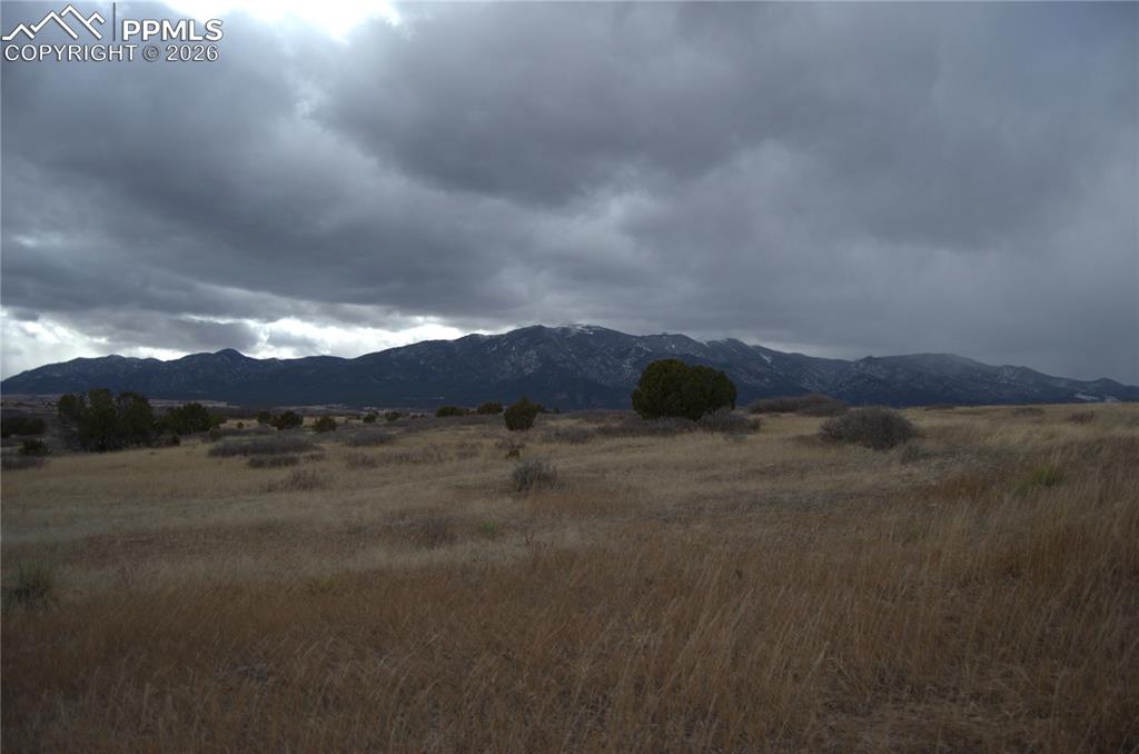 a view of an outdoor space and mountain view
