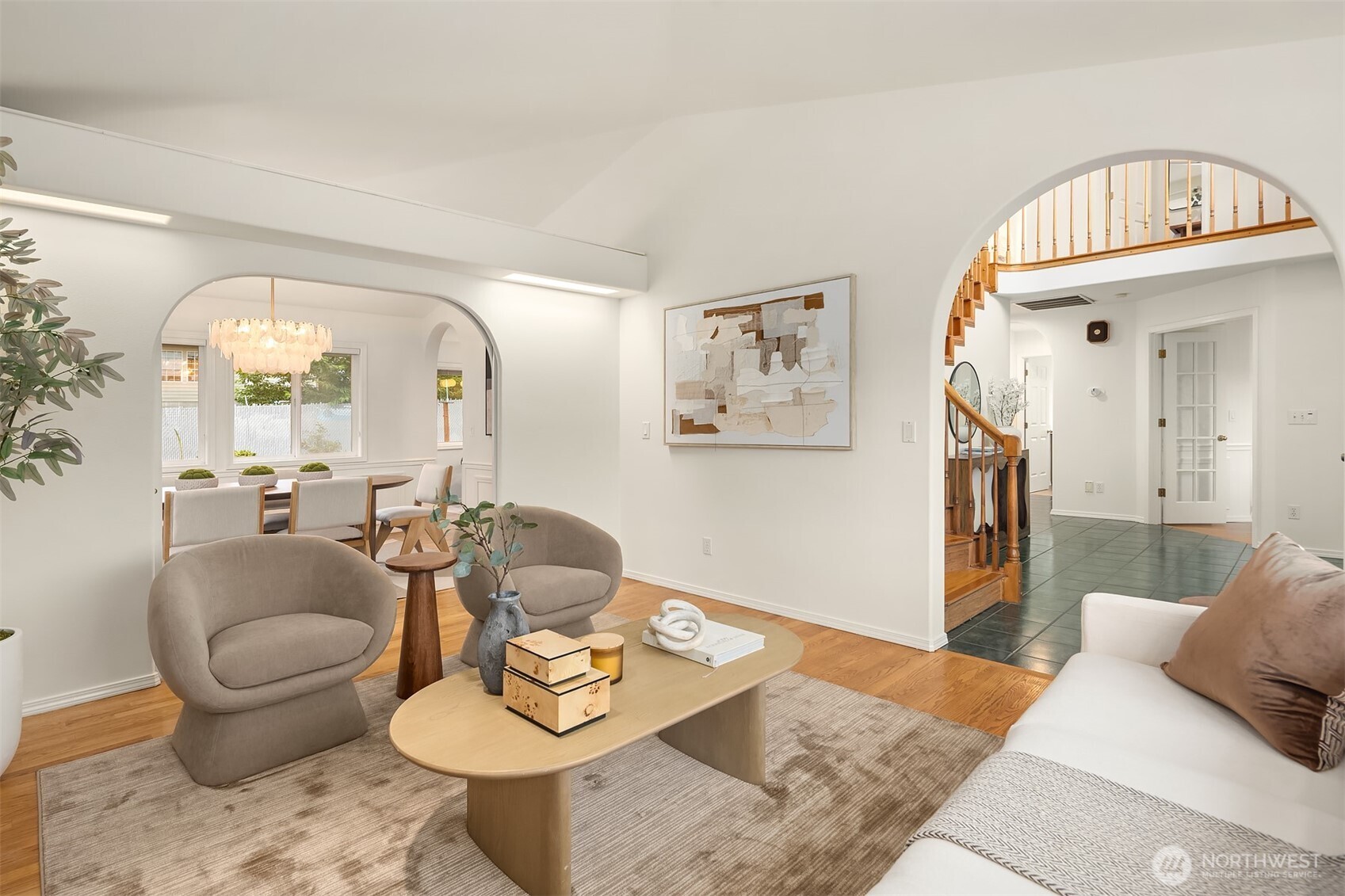 1417 232nd Place Southwest Bothell, WA 98021 - Photo 9 of 40 a living room with furniture and a large mirror