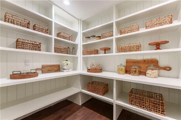 a room with lots of different kinds of food