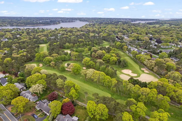 an aerial view of a house