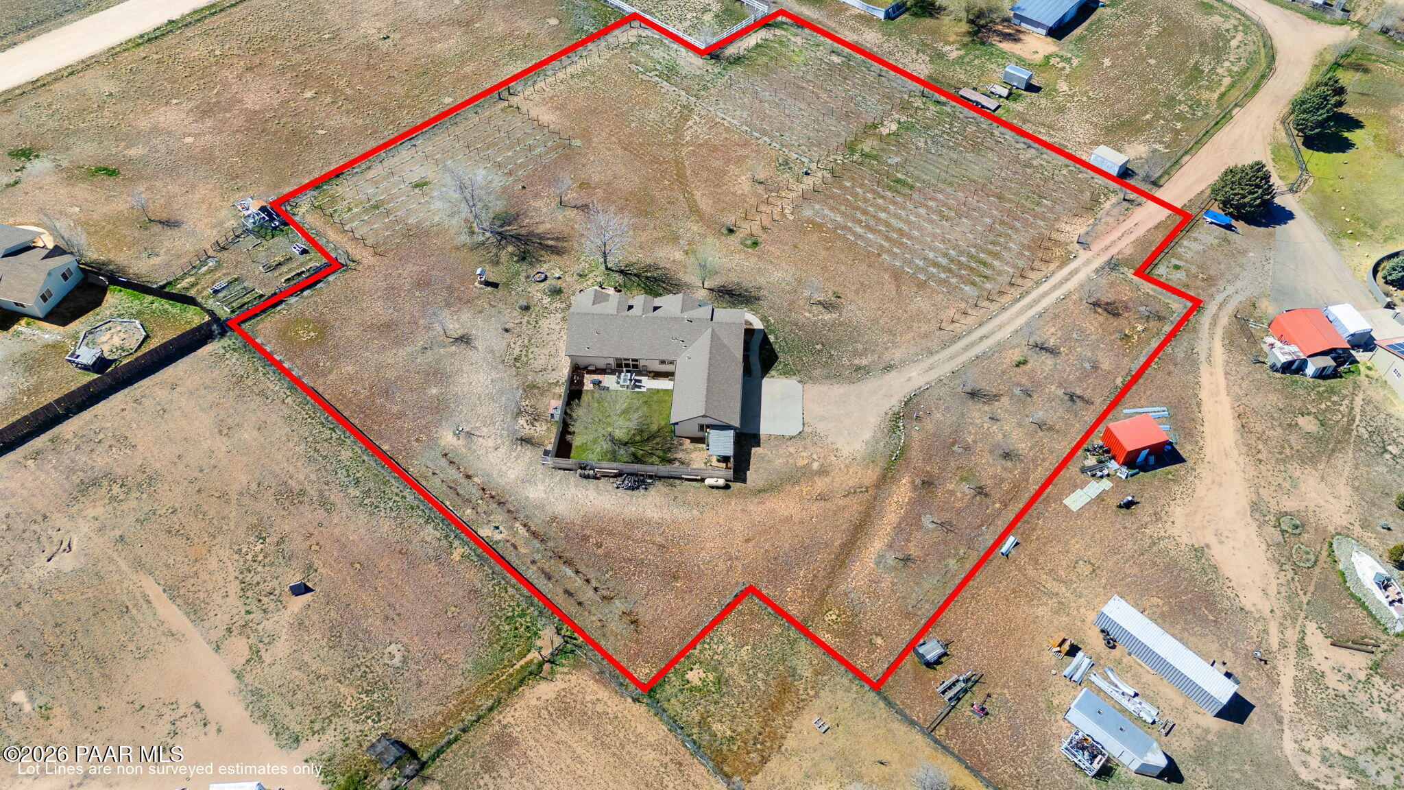 445 South Bella Road Chino Valley, AZ 86323 - Photo 42 of 42 Birds Eye Lot Lines