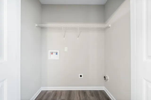 a view of small space with racks on the wall