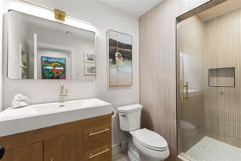 a bathroom with a shower