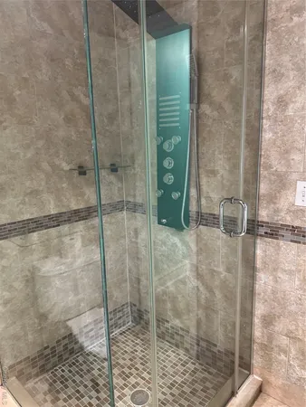 a bathroom with a shower