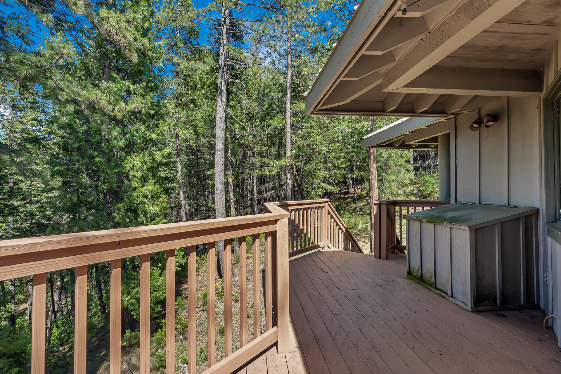 15368 Star Flower Road Oak Run, CA 96069 - Photo 12 of 63 a view of balcony with deck and wooden floor