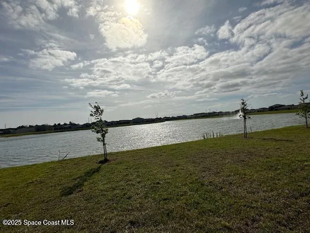 a view of a lake from a yard