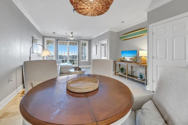 a room with furniture and a chandelier