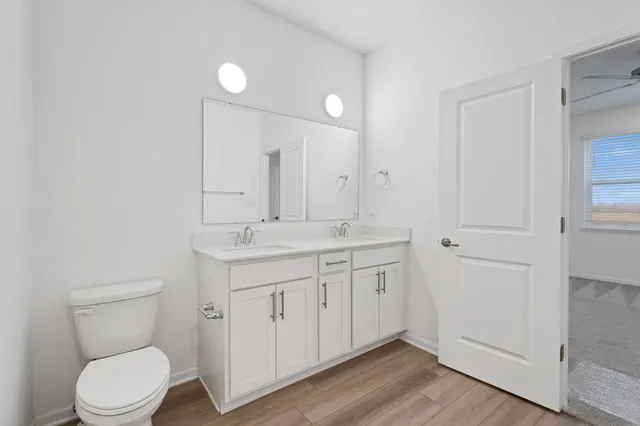 a bathroom with a toilet a sink and mirror