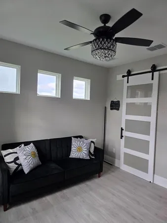 a living room with furniture
