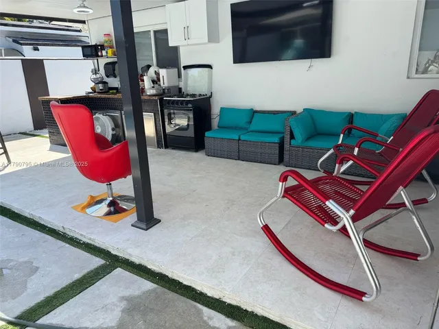 a living room with furniture