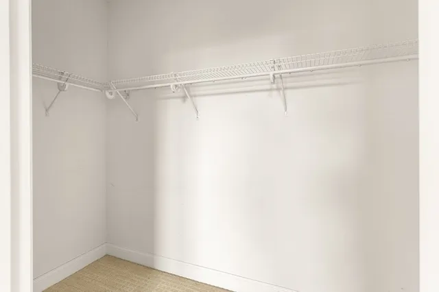 a view of a room with racks on the wall
