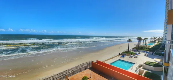 a view of an ocean from a balcony