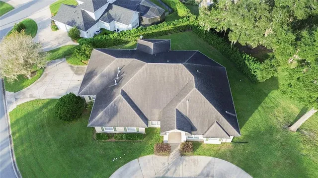 an aerial view of a house