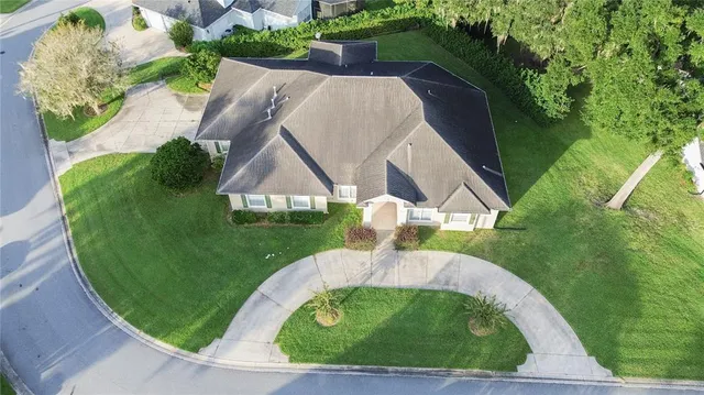 an aerial view of a house