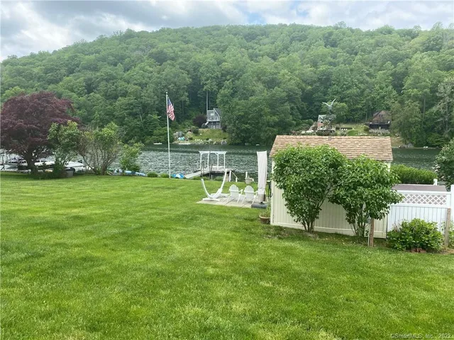 a view of a garden with a bench