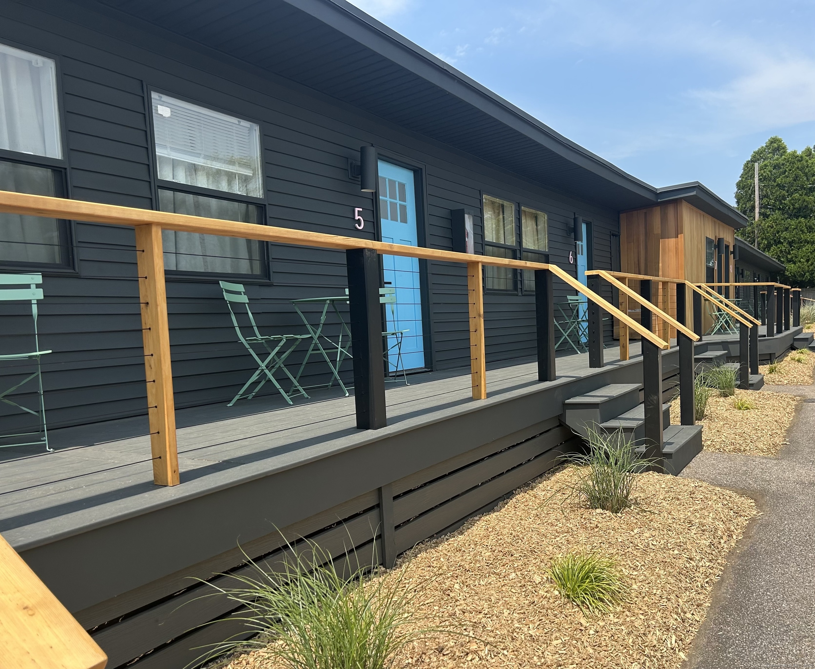 a view of balcony with a potted plant