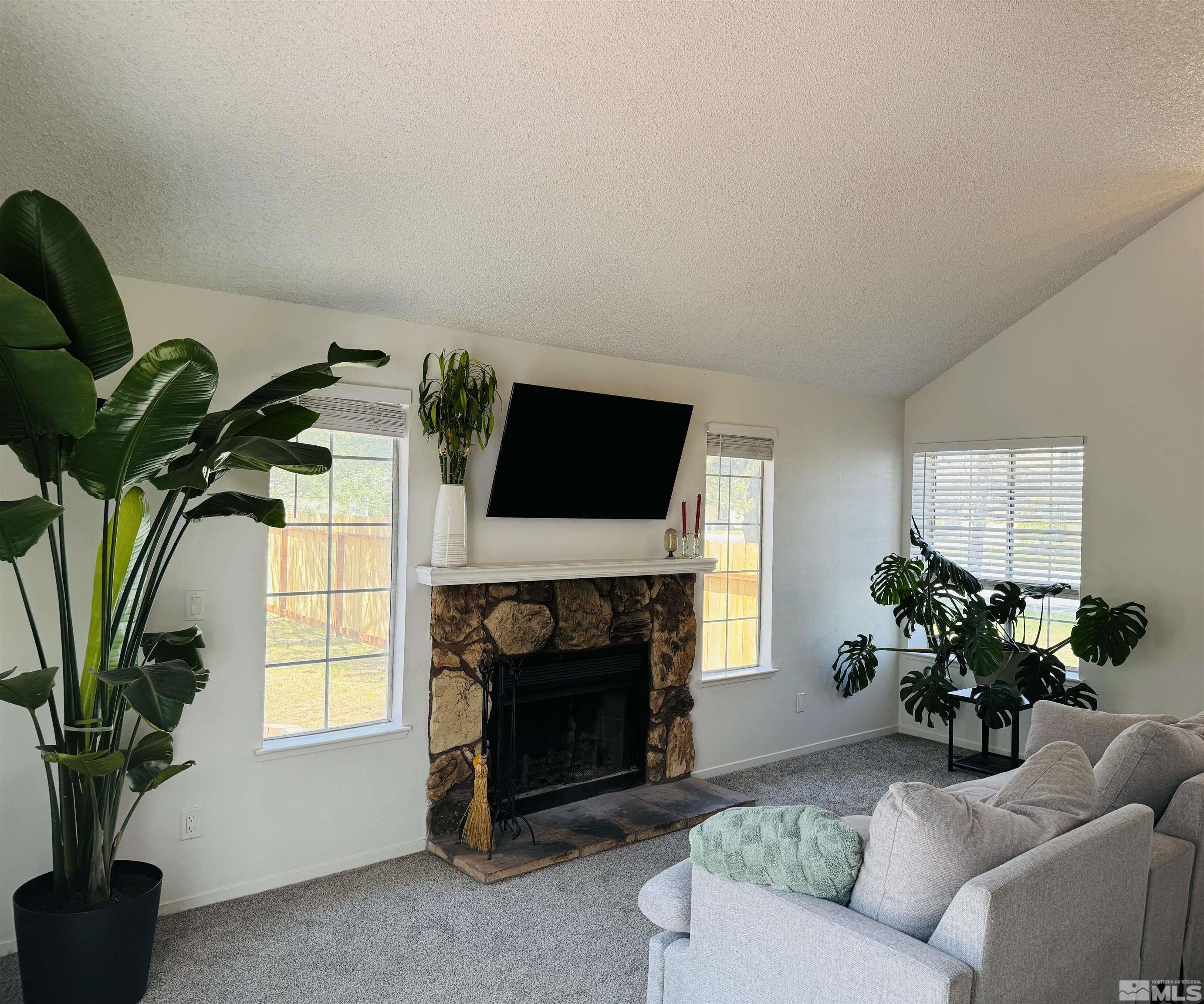 4360 Perro Lane Reno, NV 89502 - Photo 4 of 27 a living room with furniture a fireplace and a flat screen tv