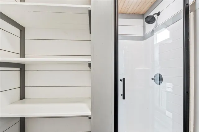 a bathroom with a bathtub